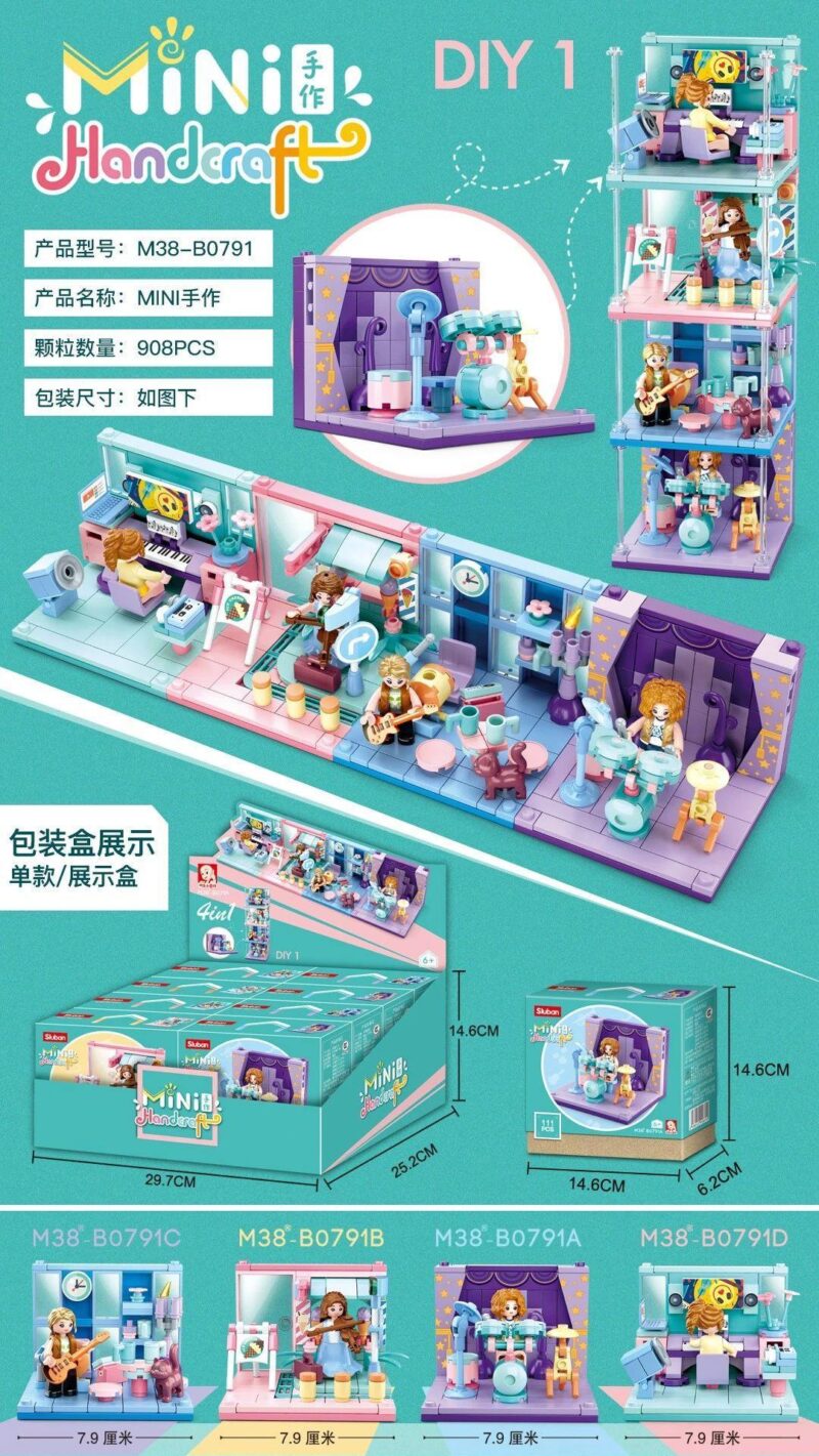 Studio Âm Nhạc Sluban M38-B0791, bộ lắp ghép 908 mảnh, đồ chơi mô hình cho bé gái 6 tuổi, giá tiết kiệm.