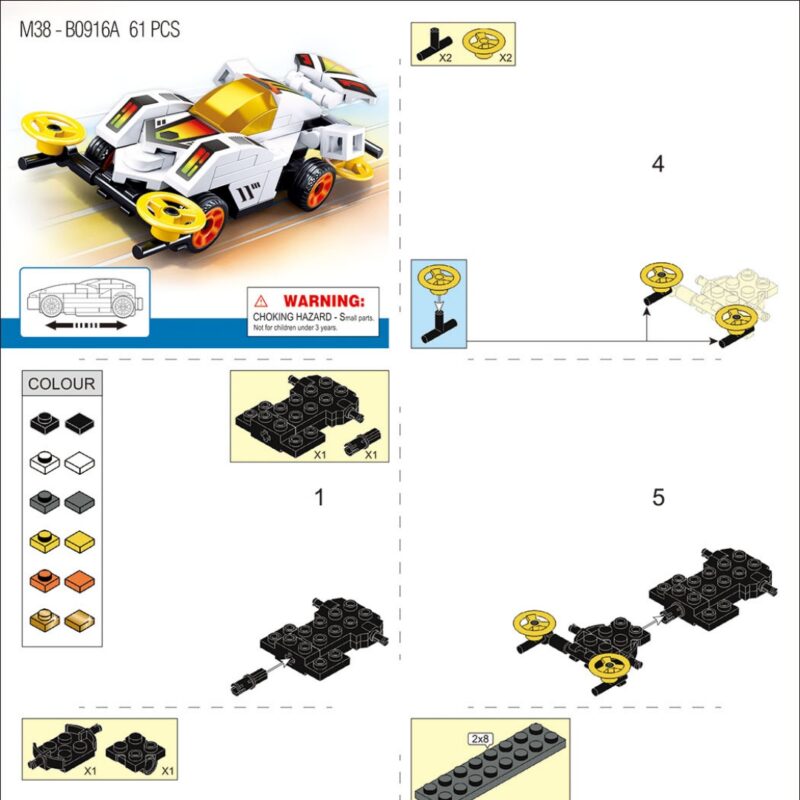 Bộ Sưu Tập 8 Xe Đua Rực Lửa và Xe Thành Phố Sluban M38-B0916 hướng dẫn lắp ráp Sluban M38B0916 Xe cứu thương kéo lùi