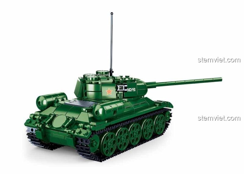 bộ xếp hình Xe Tăng Quân Sự, mô hình xe tăng 215 Sluban M38-B0982 với tháp pháo xoay 360 độ, chất liệu nhựa ABS an toàn, món quà tuyệt vời cho bé trai.