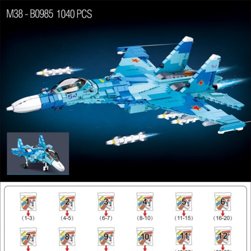 Máy bay chiến đấu hạng nặng Su-27 Flanker Sluban M38-B0985 hướng dẫn lắp ghép Sluban M38-B0985 Tiêm kích Su-27