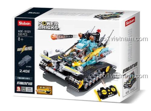 Hộp bộ lắp ghép Sluban M38-B1021 Xe Bánh Xích RC, đồ chơi mô hình chất lượng cao cho bé trai 8 tuổi