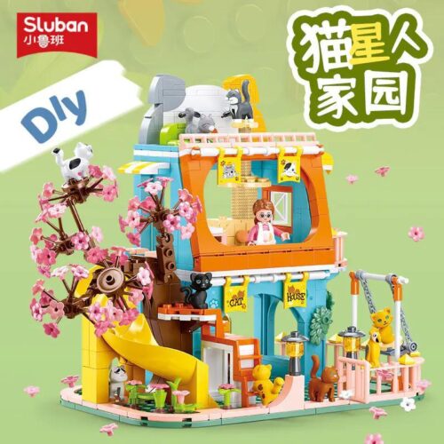 Tổng thể bộ đồ chơi Sluban M38-B1089 Ngôi nhà Mèo Ngọt Ngào