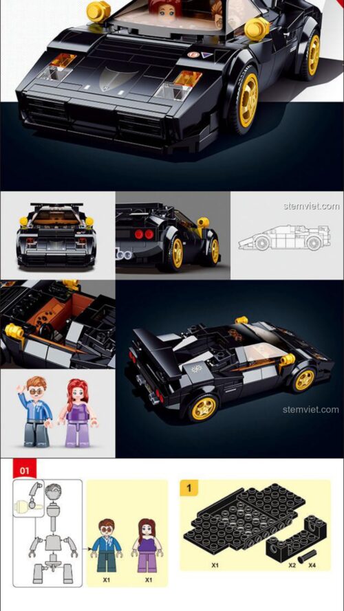 Lamborghini Countach Sluban M38-B1098 Sách Hướng Dẫn Lắp Ráp Sluban M38-B1098 Lamborghini Countach