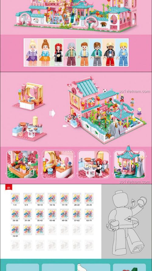 Ngôi nhà cổ Trung Hoa Sluban M38-B1116 hướng dẫn lắp ghép Sluban B1116 Cảnh quan sân vườn