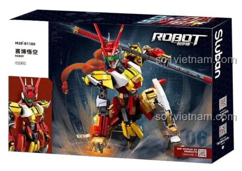 Hộp sản phẩm bộ xếp hình Sluban M38-B1180 Robot Cyber Wukong, đồ chơi lắp ráp Cơ Giáp Tề Thiên Đại Thánh, quà tặng cho bé trai 8 tuổi