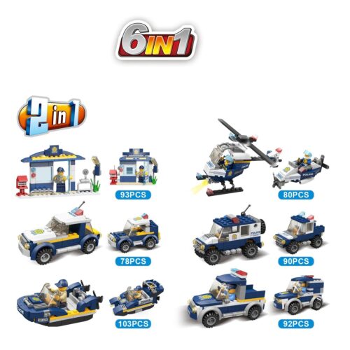 Bộ đồ chơi Cảnh sát Thành phố 2 trong 1 STARMERRY SM603 với 6 mẫu lắp ráp, dành cho bé trai 6 tuổi