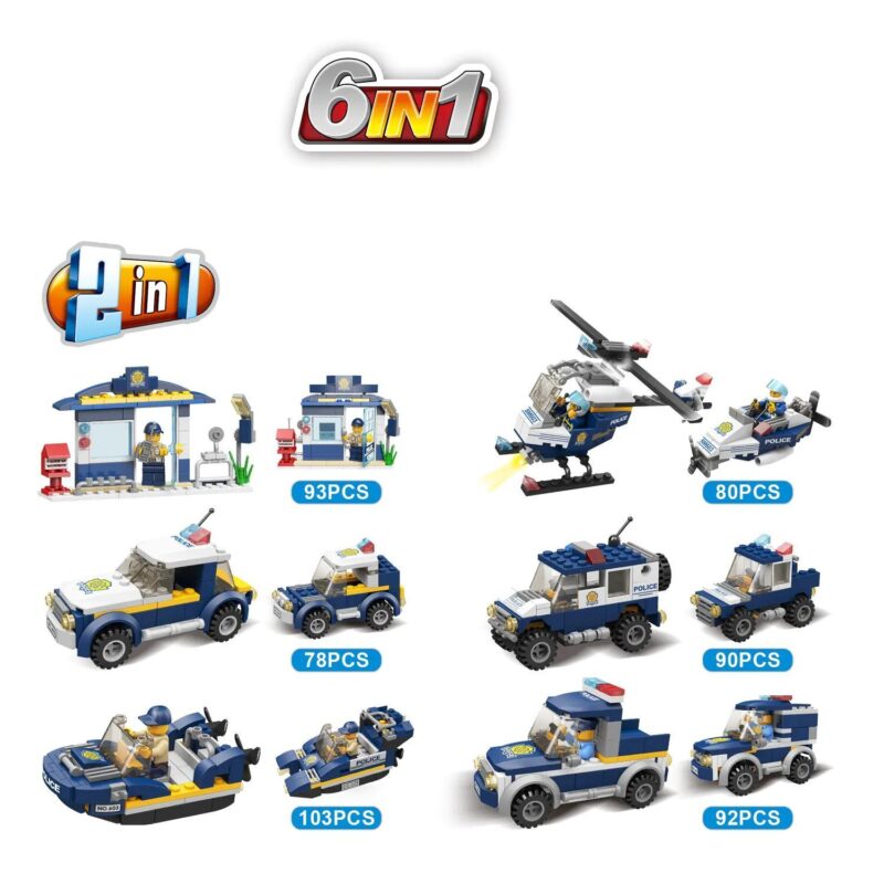 Bộ đồ chơi Cảnh sát Thành phố 2 trong 1 STARMERRY SM603 với 6 mẫu lắp ráp, dành cho bé trai 6 tuổi