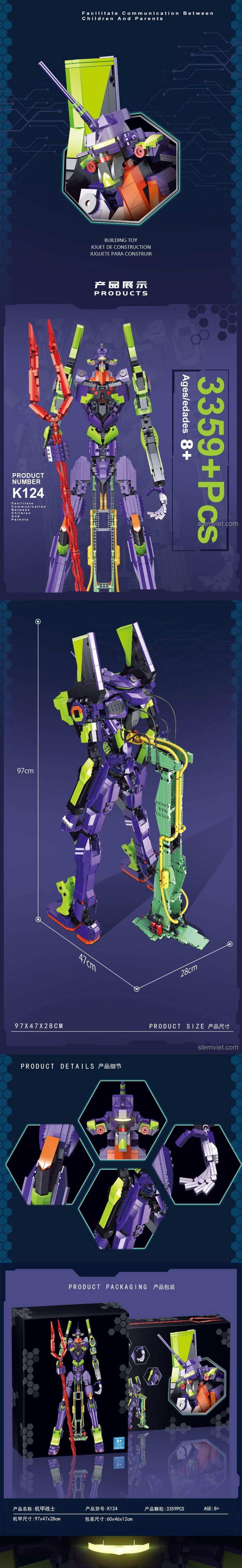 Evangelion Unit-01 Super 18K K124 - Bộ lắp ghép Robot Khổng Lồ