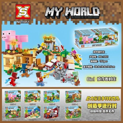 Bộ lắp ghép Làng Cướp Bóc Minecraft SX 1051, đồ chơi xếp hình Thế Giới Minecraft 8in1 cho bé trai 6 tuổi, giá tốt.