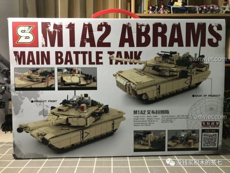 Hộp sản phẩm bộ lắp ráp Xe Tăng Chủ Lực M1A2 Abrams SY 0100, đồ chơi quân sự cho bé trai