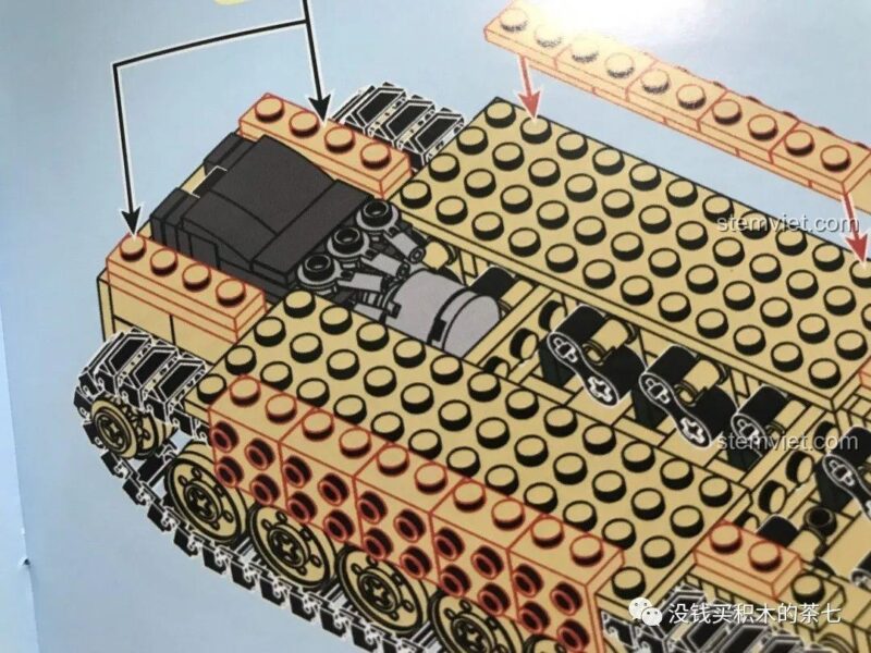 Hướng dẫn lắp ráp thân xe bộ lắp ráp Xe Tăng Quân Sự M1A2 Abrams SY 0100, bước 1
