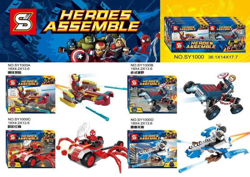 Bộ đồ chơi SY1000A Heroes Assemble Biệt đội Siêu anh hùng, bộ lắp ráp SY1000A giá tốt cho bé trai 6-12 tuổi, mô hình phương tiện siêu anh hùng chất lượng cao.