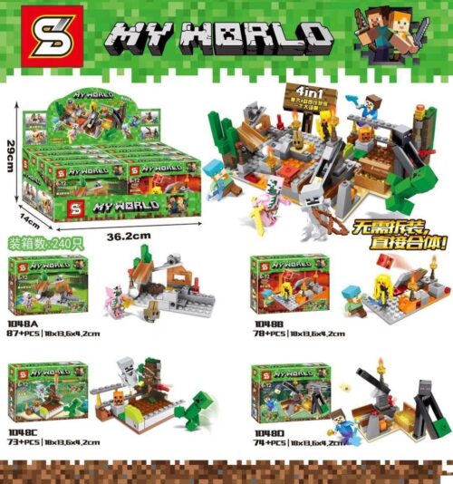 Kích thước hộp lớn bộ lắp ráp Minecraft SY 1048, đồ chơi mô hình Cảnh Minecraft, bộ xếp hình Nhân vật Minecraft, cho bé trai 6 tuổi, giá tốt.