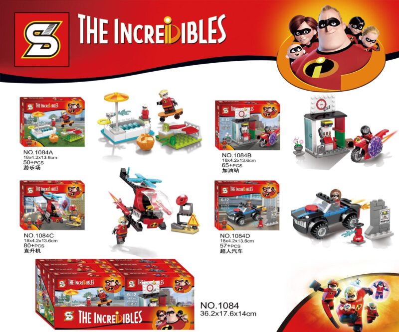 Bộ lắp ráp The Incredibles 2 SY 1084 tổng hợp 4 mô hình sân chơi, trạm xăng, trực thăng, xe siêu nhân cho bé trai 6 tuổi giá tốt