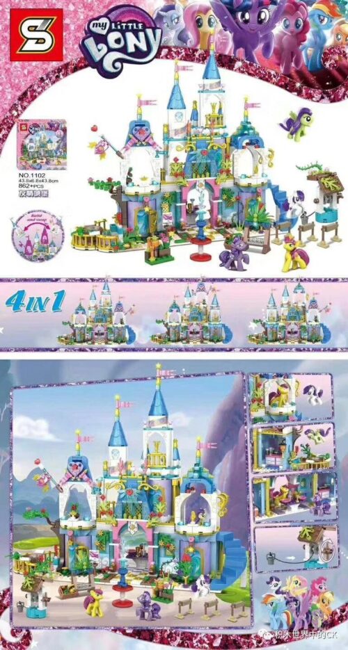 Bộ lắp ghép Lâu đài Tình bạn My Little Pony SY 1102 với 862 mảnh, đồ chơi sáng tạo cho bé gái 6 tuổi, giá rẻ.