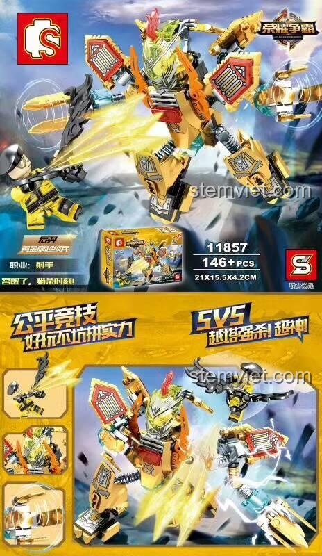 Chi tiết bộ xếp hình Robot Hậu Nghệ Hoàng Kim SY 11857, mô hình nhân vật game Vương Giả Vinh Diệu cho con trai.