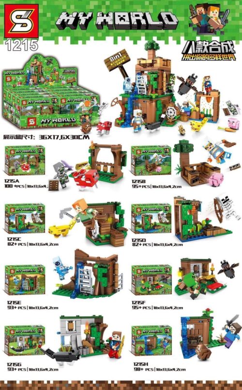Bộ lắp ghép Minecraft SY 1215 hợp thể 8 mẫu, đồ chơi lắp ráp Thế giới Minecraft 738 chi tiết cho bé trai và bé gái 6 tuổi, giá tốt