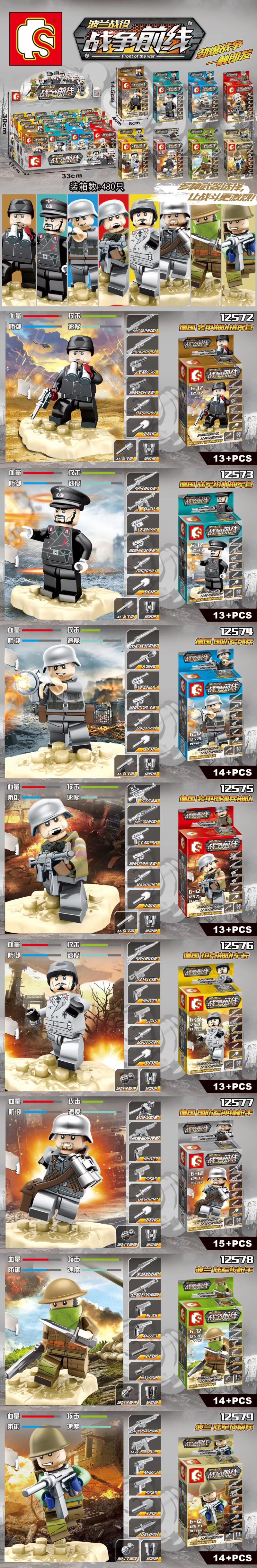 Bộ đồ chơi Lính Quân Sự Thế Chiến II SY 12573, bộ lắp ghép minifigure quân đội cho bé trai 6 tuổi, tái hiện chiến trường rực lửa, giá tốt.