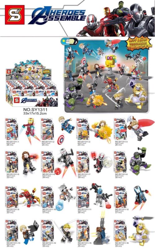 Bộ đồ chơi SY1311 Minifigure Biệt đội Siêu anh hùng Avengers 4, bộ lắp ghép 328 mảnh chất lượng cao cho bé trai 6 tuổi, giá tốt.