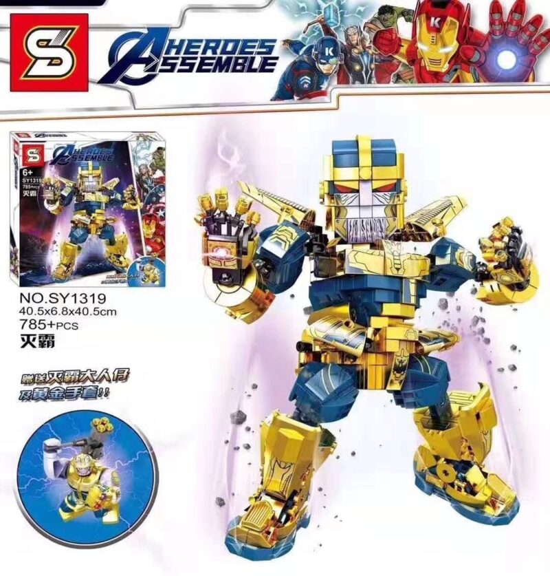 Bộ lắp ghép Thanos SY1319, đồ chơi mô hình Người khổng lồ Thanos, bộ xếp hình Siêu phản diện Thanos, đồ chơi lắp ráp Kẻ hủy diệt Thanos, mô hình Thanos khổng lồ 785 mảnh ghép cho bé trai 6 tuổi giá tốt.