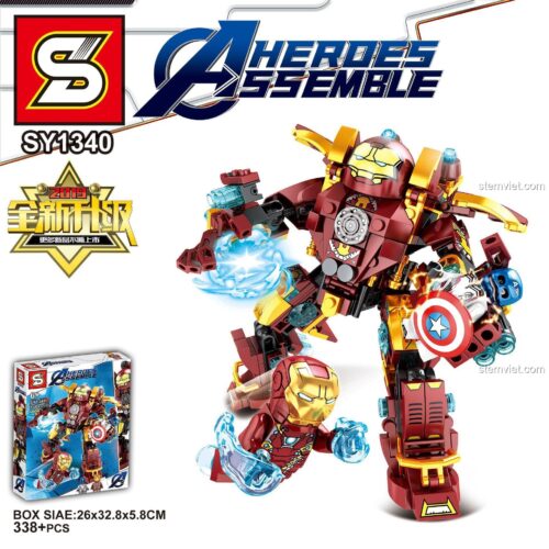 Hộp bộ lắp ráp SY1340 Hulkbuster Mark 46, đồ chơi lắp ghép 338 mảnh, chất lượng cao cho bé trai 6 tuổi, giá tiết kiệm.