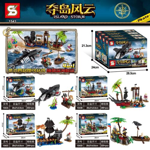 Bộ lắp ghép cướp biển SY 1543 Đoạt Đảo Phong Vân: Săn Cá Mập Biển Sâu, đồ chơi mô hình cá mập khổng lồ 4 trong 1 cho bé trai 6 tuổi, giá tốt.