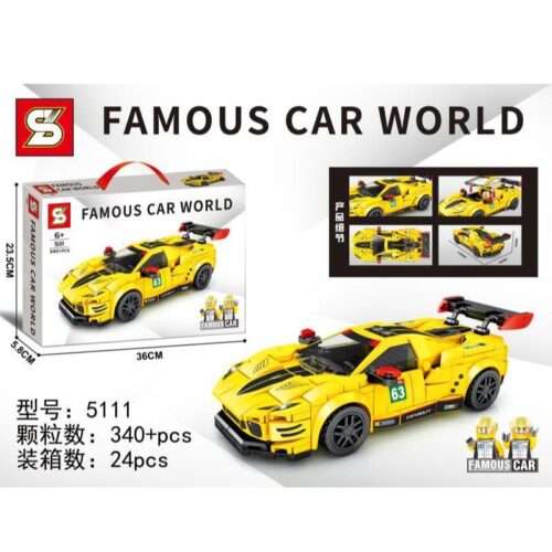Bộ lắp ráp xe đua Chevrolet Corvette C8.R SY 5111 màu vàng cho bé trai 6 tuổi, đồ chơi mô hình giá rẻ.