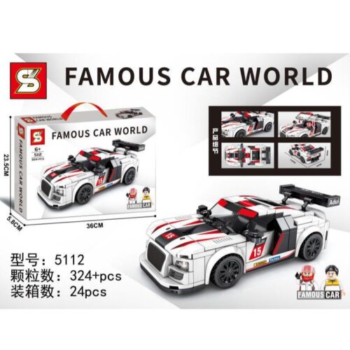 Bộ lắp ráp xe đua Audi R8 SY 5112 giá rẻ cho bé trai 6 tuổi, mô hình siêu xe thể thao chi tiết với 324 mảnh ghép.