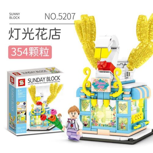Bộ lắp ráp Cửa hàng hoa SY 5207 hình thiên nga có đèn LED, đồ chơi xếp hình sáng tạo cho bé gái 6 tuổi giá rẻ.