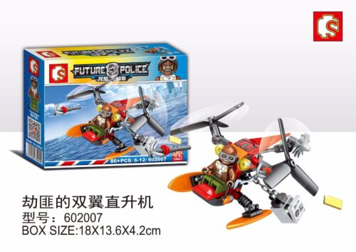 Bộ đồ chơi SY 602007 Trực thăng Hai Cánh Kẻ Cướp, mô hình cảnh sát tương lai 86 mảnh ghép, phù hợp bé trai 6-12 tuổi, giá tốt.