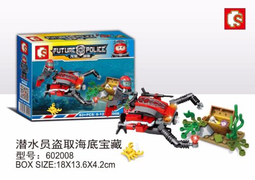 Bộ lắp ráp Thợ lặn cảnh sát tương lai SY 602008 cho bé trai 6 tuổi, đồ chơi lắp ráp giá rẻ khám phá kho báu dưới biển.