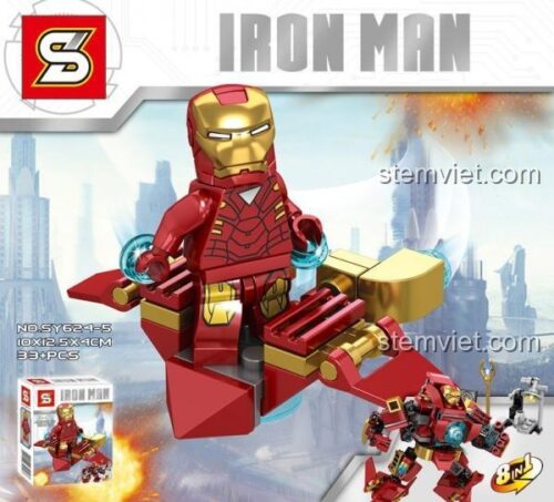 Hộp bộ lắp ghép SY624-5 Người Sắt Iron Man và hình ảnh Anti-Hulk Armor, đồ chơi mô hình chất lượng cao cho bé trai.