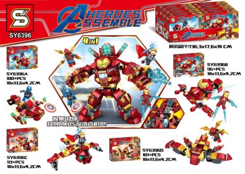 Bộ lắp ghép Người Sắt Hulkbuster SY6396 hợp thể 4 trong 1, đồ chơi lắp ráp Người Sắt MK85 cho bé trai 6 tuổi, giá tốt