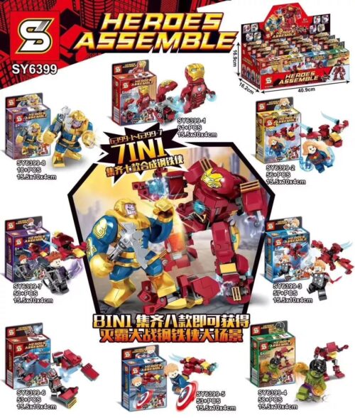 Bộ lắp ghép SY6399 Biệt Đội Anh Hùng Đại Chiến Thanos và Người Sắt Hulkbuster 8in1, đồ chơi mô hình cho con trai 6 tuổi, giá tốt.