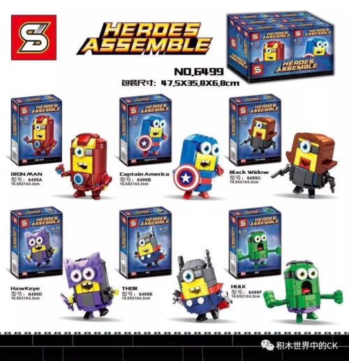 Bộ lắp ghép Biệt Đội Siêu Anh Hùng Minions SY 6499 đầy đủ 6 nhân vật, đồ chơi lắp ráp cho bé trai 6 tuổi, giá tốt