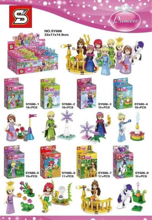 Bộ lắp ráp Công chúa Disney SY686 đồ chơi SY chất lượng cao cho bé gái 6 tuổi, giá tốt, hình ảnh hộp sản phẩm.
