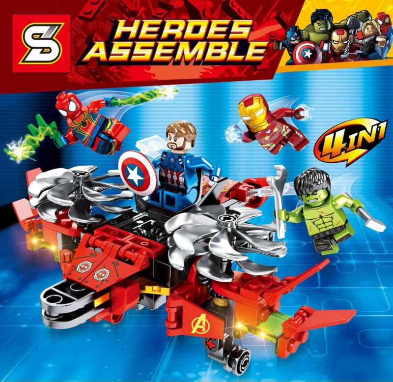 Bộ lắp ghép SY 7044D Siêu Anh Hùng Avengers 4 trong 1, đồ chơi lắp ráp cho bé trai 6 tuổi, chất lượng cao, giá tốt.
