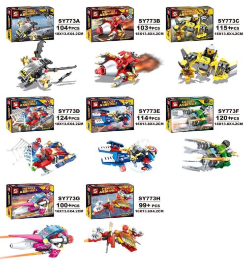 Bộ lắp ghép Liên Minh Siêu Anh Hùng SY773 SY Jie Star 8 mô hình xe và minifigure cho bé trai 6-12 tuổi giá tốt