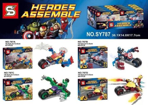 Bộ lắp ghép xe mô tô siêu anh hùng SY787 Heroes Assemble, đồ chơi lắp ráp SY cho bé trai 6 tuổi, giá tốt