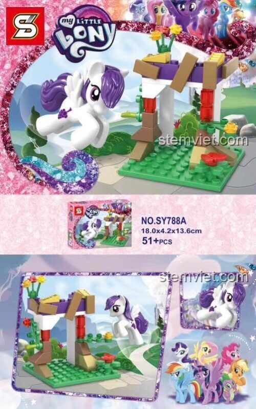 Đồ chơi mô hình My Little Pony SY788A, bộ xếp hình Ngựa Pony chi tiết cho bé gái 6 tuổi, chất lượng cao