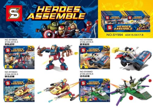Mô hình Robot Captain America từ bộ lắp ráp SY994 Heroes Assemble, SY Xe Cơ Giáp Siêu Anh Hùng, Bộ Sưu Tập Siêu Anh Hùng 994, đồ chơi lắp ghép Đội Hình Siêu Anh Hùng cho bé trai 6 tuổi, chất lượng cao.