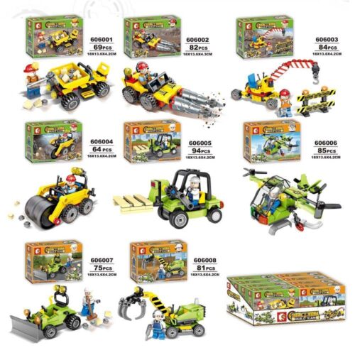 Bộ lắp ghép SY Block 606006 Đội xe công trình 8 kiểu, đồ chơi lắp ráp xe xây dựng cho bé trai 6 tuổi, giá tốt, phát triển tư duy sáng tạo.