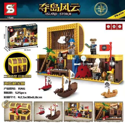 Bộ lắp ghép SY 1546 Đảo Giông Bão: Kho Báu Hải Tặc, đồ chơi lắp ráp cho bé trai 6 tuổi, chất lượng cao, giá tốt, có ảnh hộp sản phẩm.