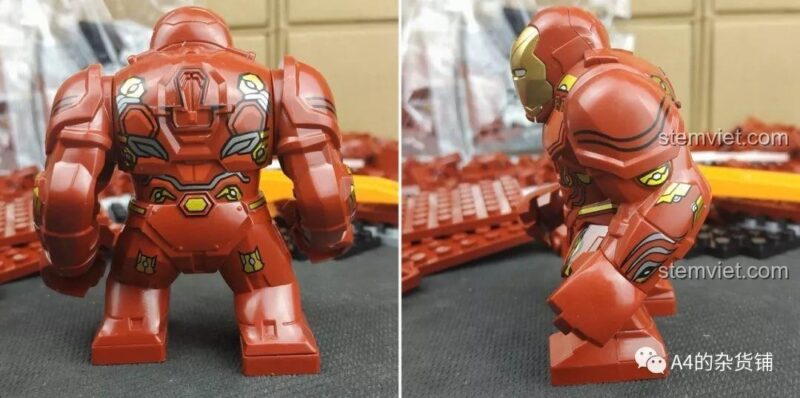 Chi tiết mặt sau và bên hông của bigfig Iron Man từ bộ đồ chơi SY Găng Tay Vô Cực.