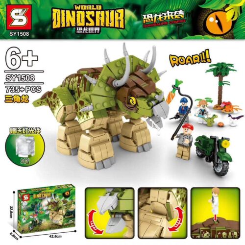 Hộp đồ chơi lắp ráp Khủng long ba sừng Triceratops SY SY1508, một món quà giá rẻ và ý nghĩa cho bé trai 6 tuổi.