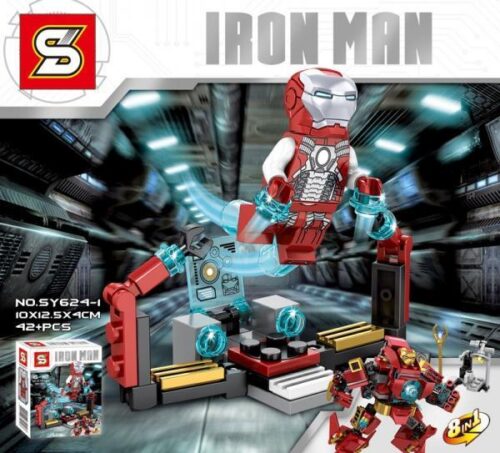 Bộ lắp ghép Người Sắt SY SY624-1 với 8 minifigure Iron Man có thể hợp thể thành Giáp Chống Hulk mạnh mẽ, đồ chơi mô hình Hulkbuster giá tốt cho bé trai 6 tuổi.