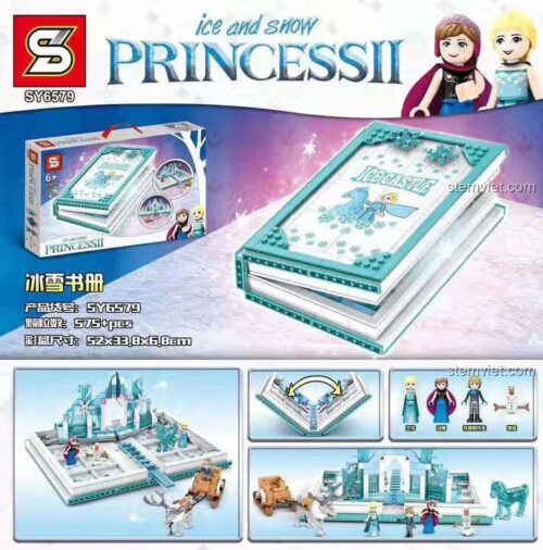 Hộp bộ lắp ghép SY6579 Sách Lâu Đài Băng Giá Công Chúa Băng Tuyết II, 575 mảnh ghép, đồ chơi xếp hình cho bé gái 6 tuổi, chất lượng cao