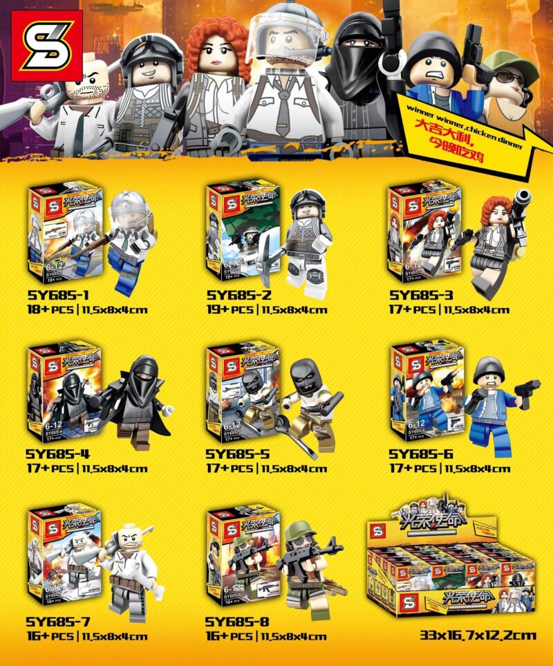 Bộ minifigure SY SY685-6 Battle Royale 137 mảnh ghép, đồ chơi lắp ráp nhân vật game sinh tồn cho bé trai 6-12 tuổi giá tốt.