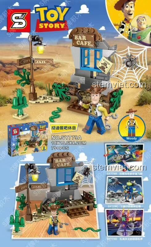 Chi tiết bộ lắp ghép SY779A Mô hình Woody và quán bar miền Tây. Đồ chơi mô hình SY779A giá rẻ cho bé trai.
