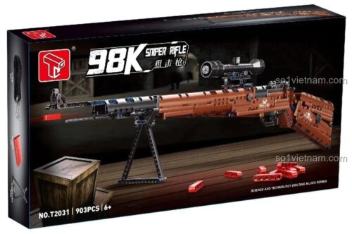 Hộp đồ chơi mô hình Súng bắn tỉa 98K Taigao Le T2031, bộ lắp ghép 903 mảnh cho bé trai 8 tuổi, giá rẻ.